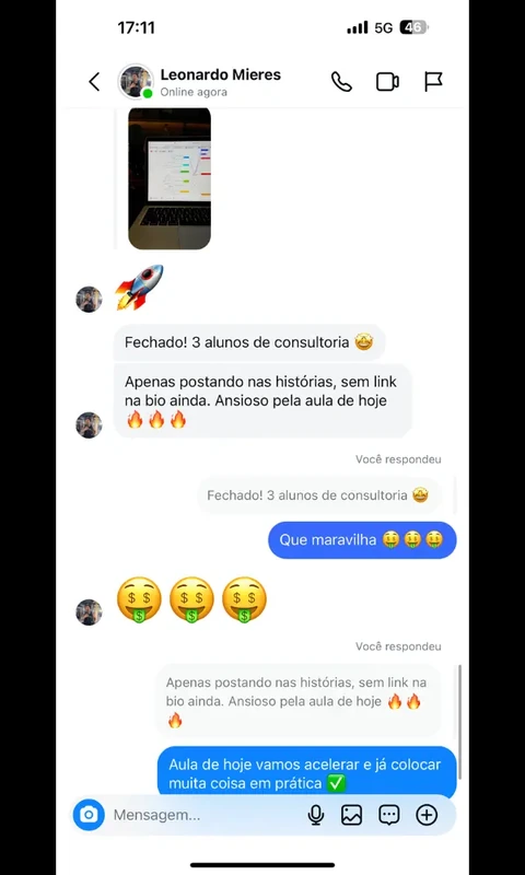 Leonardo Mieres: 3 alunos de consultoria apenas postando Stories.